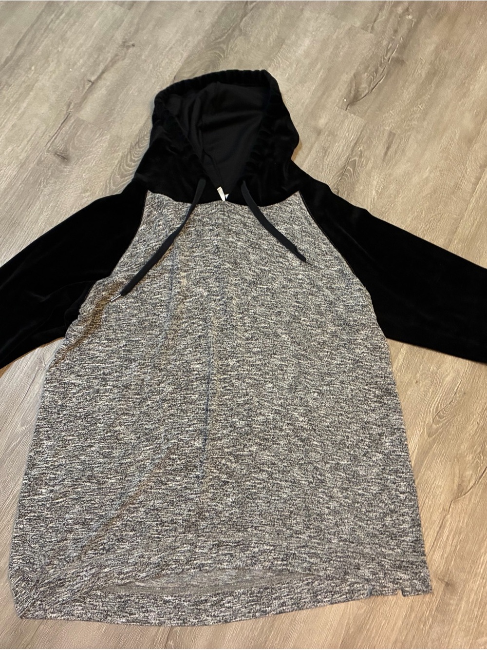 Women's Black Hooded Actime Hoodie with Heather Gray Body
